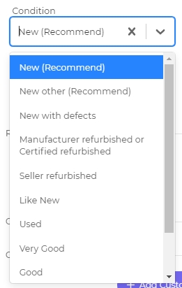 item condition - create product type podorder.io