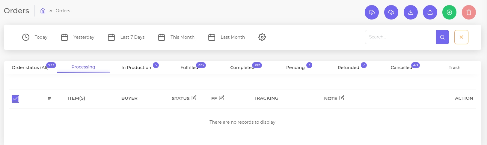 order management dashboard