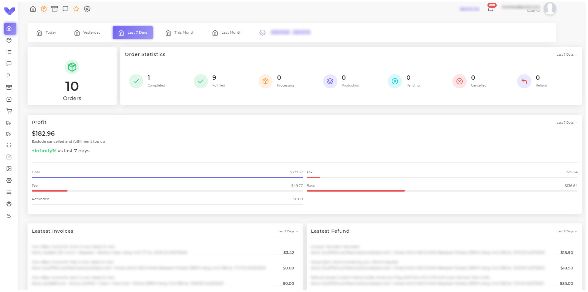 podorder dashboard - print on demand software solutions