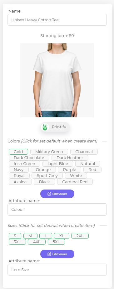 printify product type