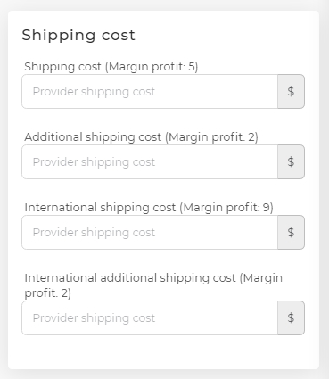 product type shipping cost - podorder.io