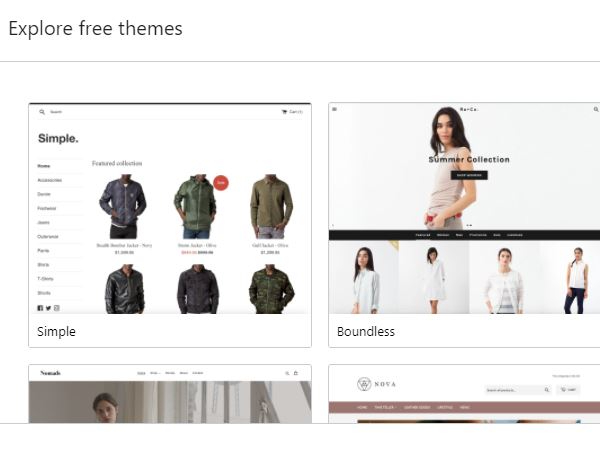Bộ sưu tập themes miễn phí trên Shopify