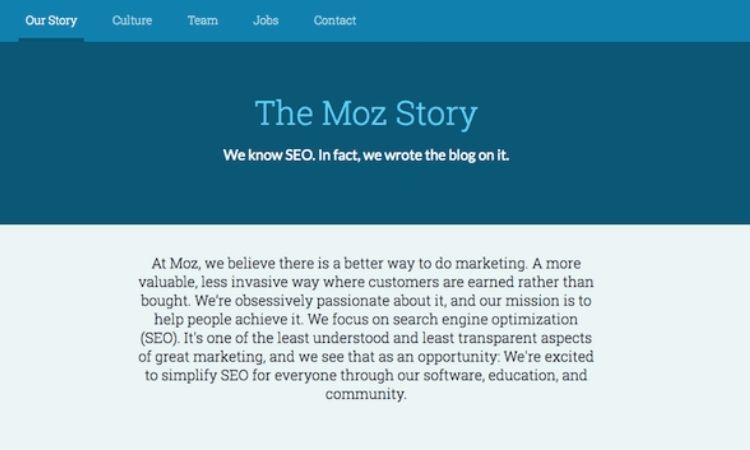 Write about us with moz