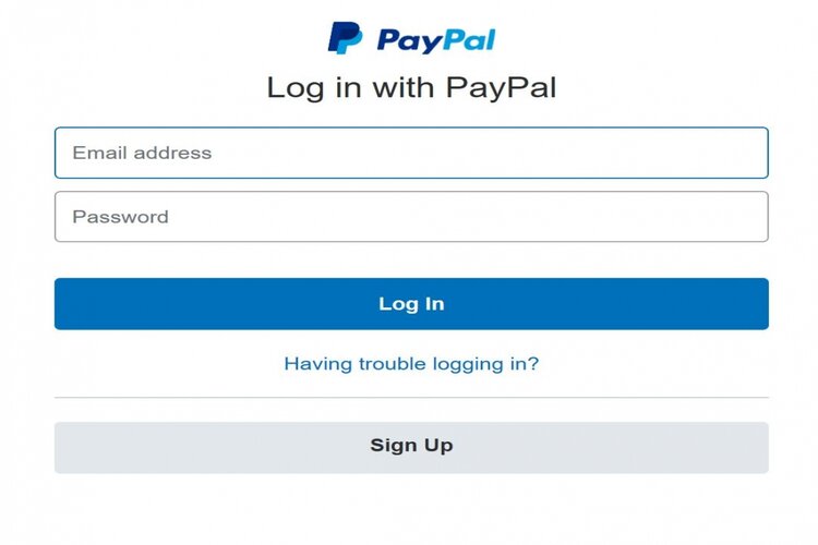 Log in PayPal