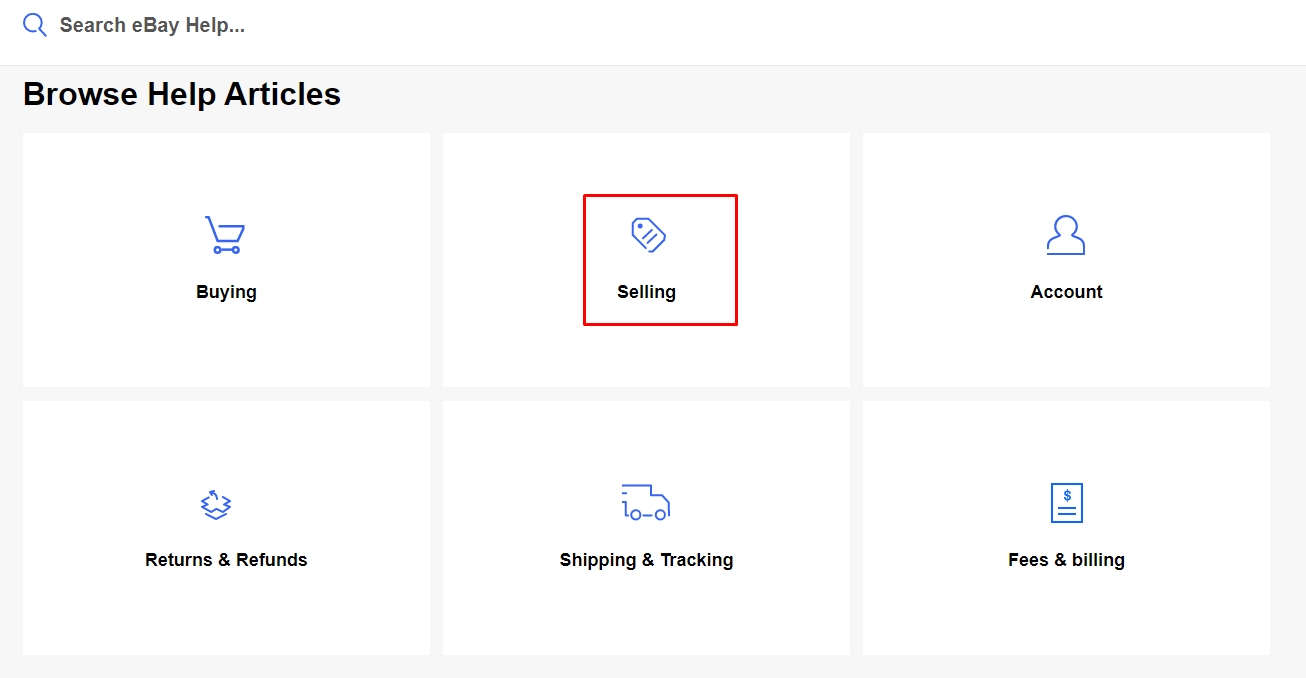 ebay support selling