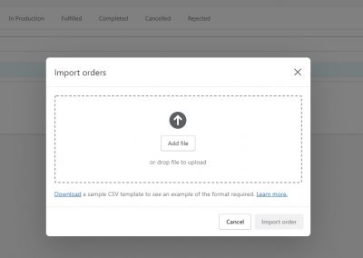 upload file to import orders