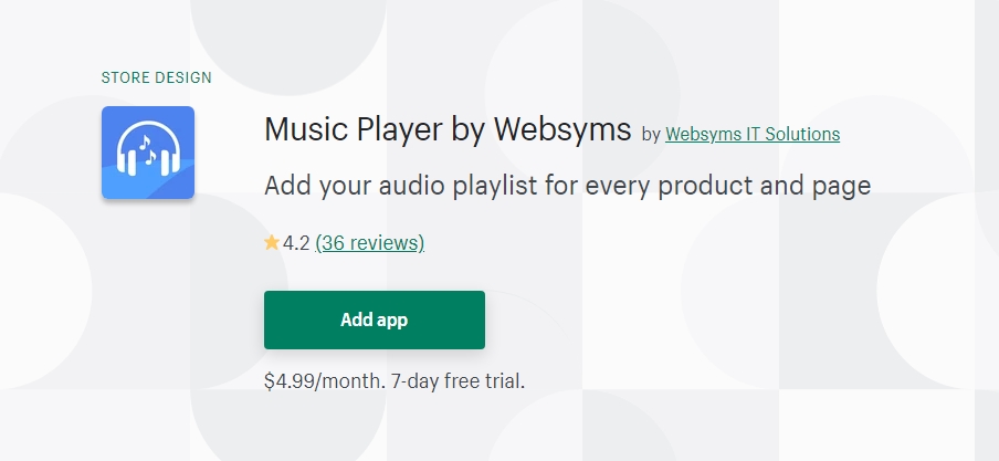 Music Player by Websyms shopify podcast apps