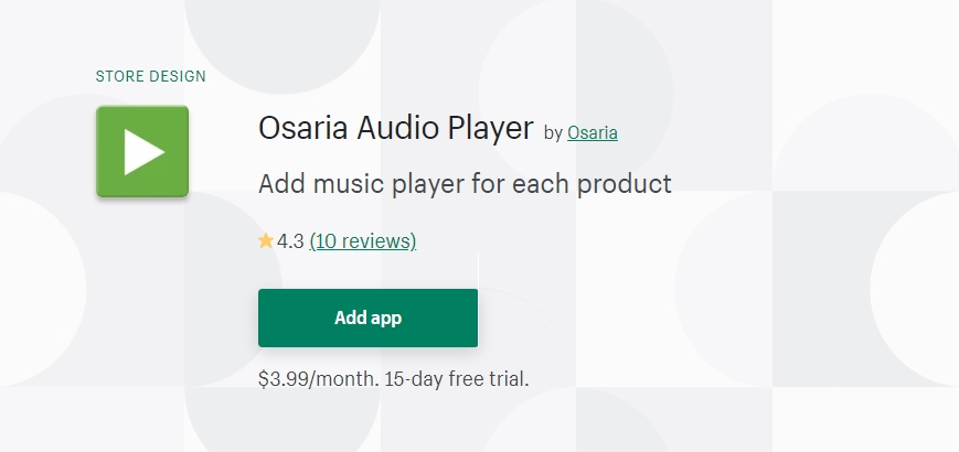 Osaria Audio Player best shopify app