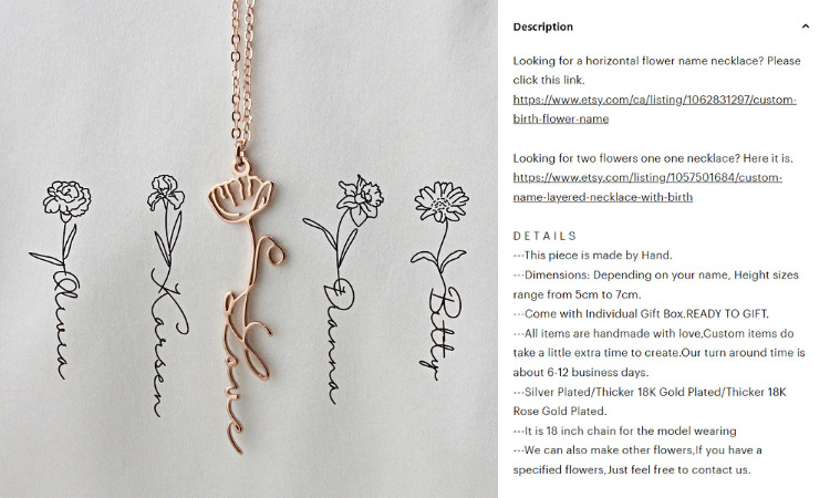 flower-name-necklace-etsy-to-write-product-descriptions